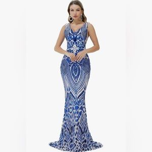 Royal Blue Sequined Mermaid Trumpet Evening/Party/Prom Dress